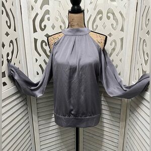 Boston Proper cold Shoulder silver Blouse